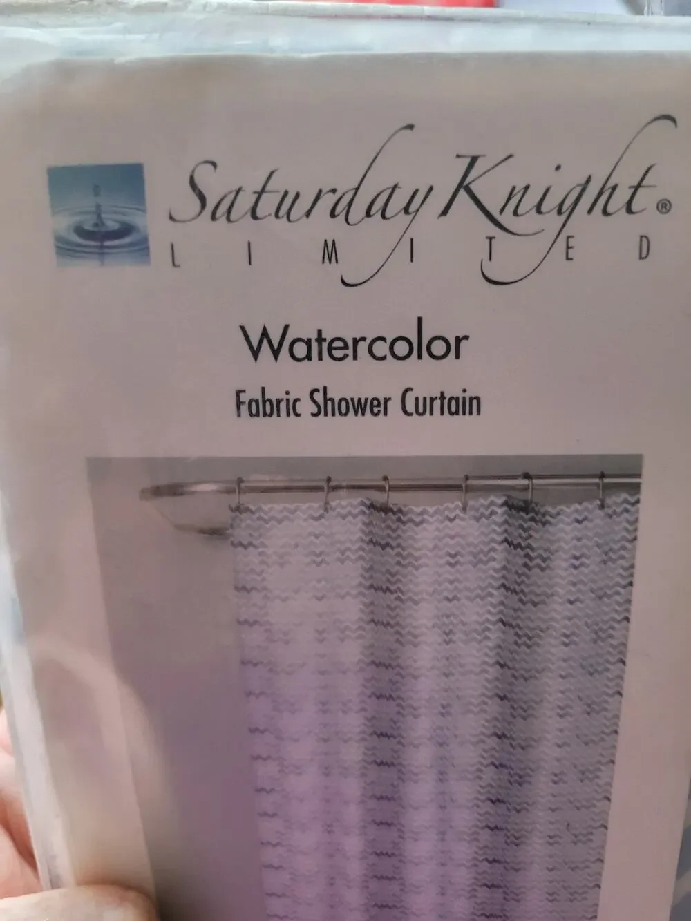 Saturday Knight Limited Watercolor 72x72 100% Cotton Chevron Shower Curtain Blue